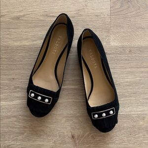 Talbots Black Flats with Pearl Embellishments